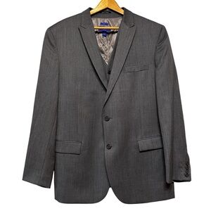 EGARA Gray Wool Suit Coat and Vest Size 48 Long/XXL Slim Fit